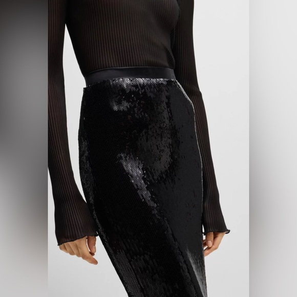 $348 New Boss RELAXED-FIT MAXI SKIRT WITH SEQUIN EMBELLISHMENTS Sz M